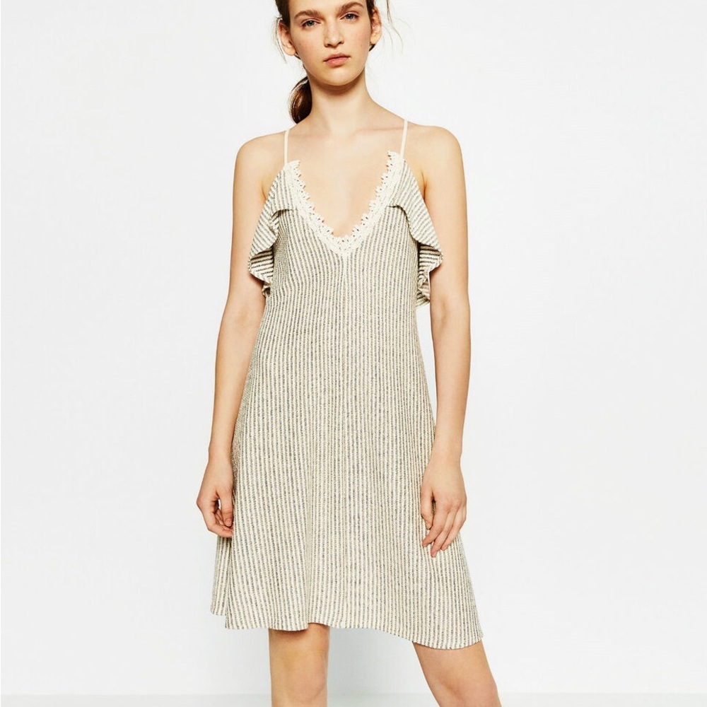 Zara, Cream Striped Dress, S